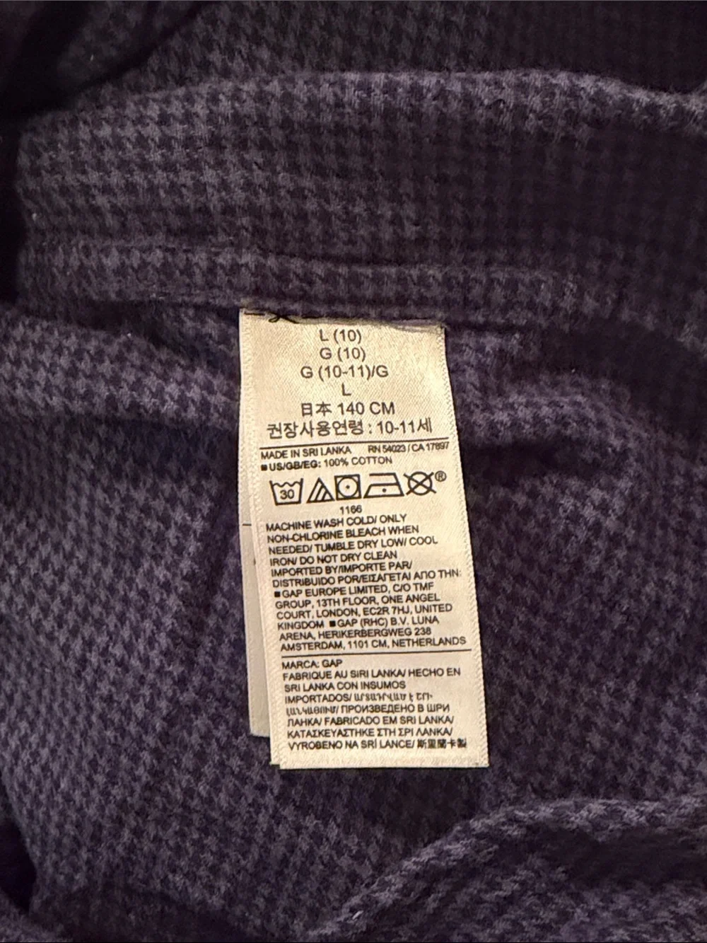 GAP Boys Dark Blue Checked Button-Down Shirt Size L (10)